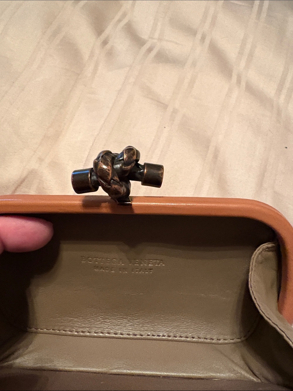 Bottega Veneta Cognac Brown Leather Clutch with Buckle Strap - Picture 3 of 5